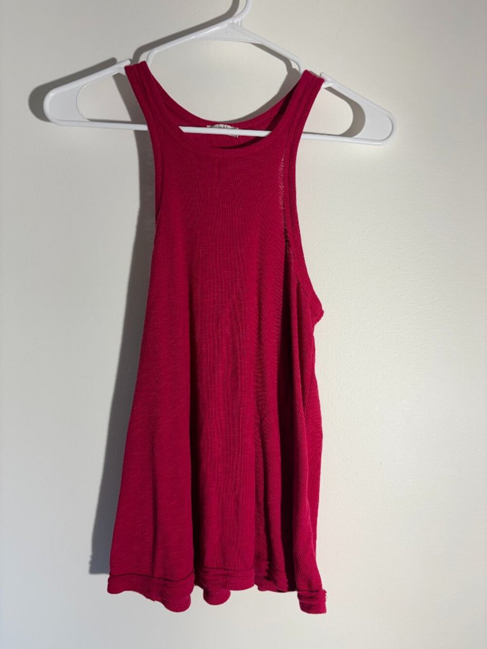 Intimately Free People Long Beach Ribbed High Neck Tank Top Magenta Pink XS